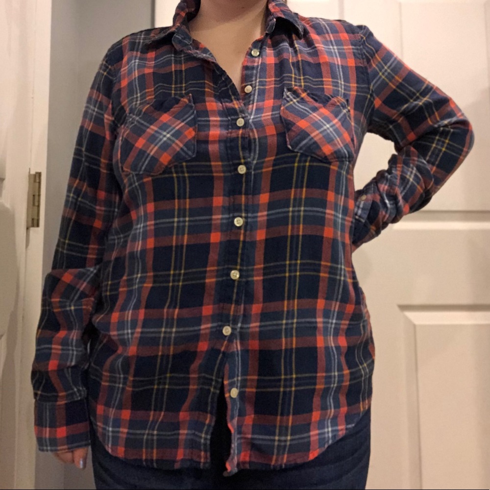 Red and Blue Plaid Button Up Shirt